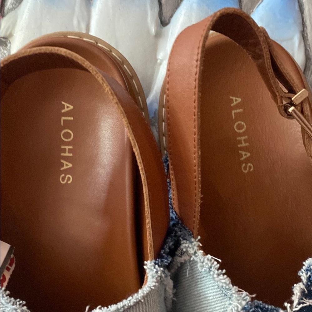 Nwot Alohas Marshmallow In Patchwork Denim Sandals - image 7